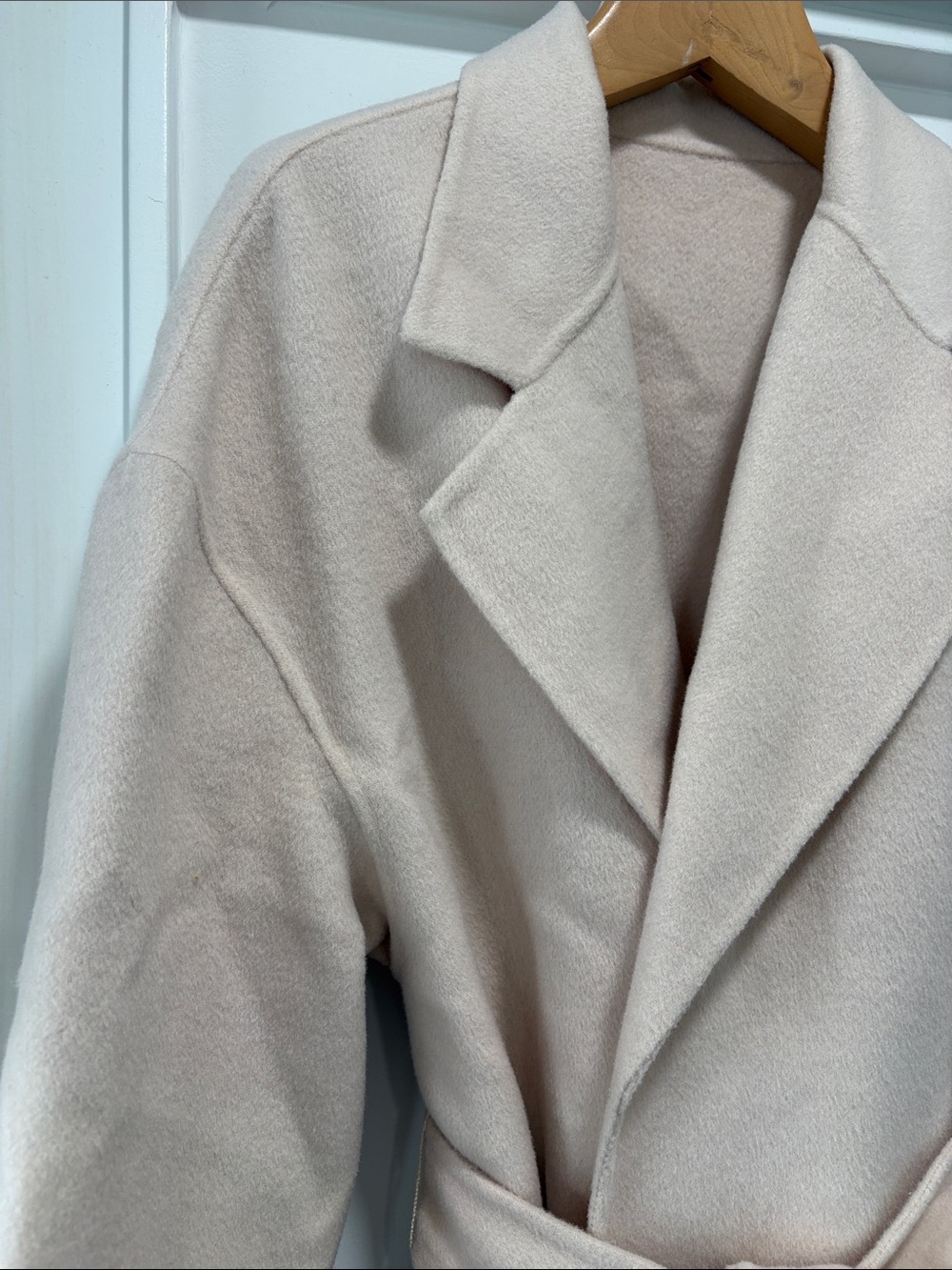 Creme Cozy Plush Double Face Wool Belted Blazer Jacket Size Medium - Picture 4 of 11